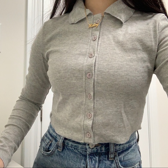 grey button up collar - Picture 3 of 3